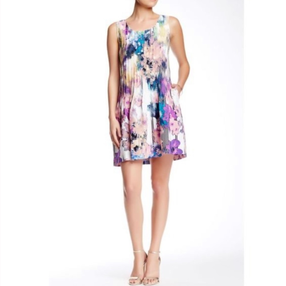 Anthropologie Ivy + Blu pleated watercolor dress